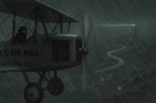 Mail biplane DH-4 in flight